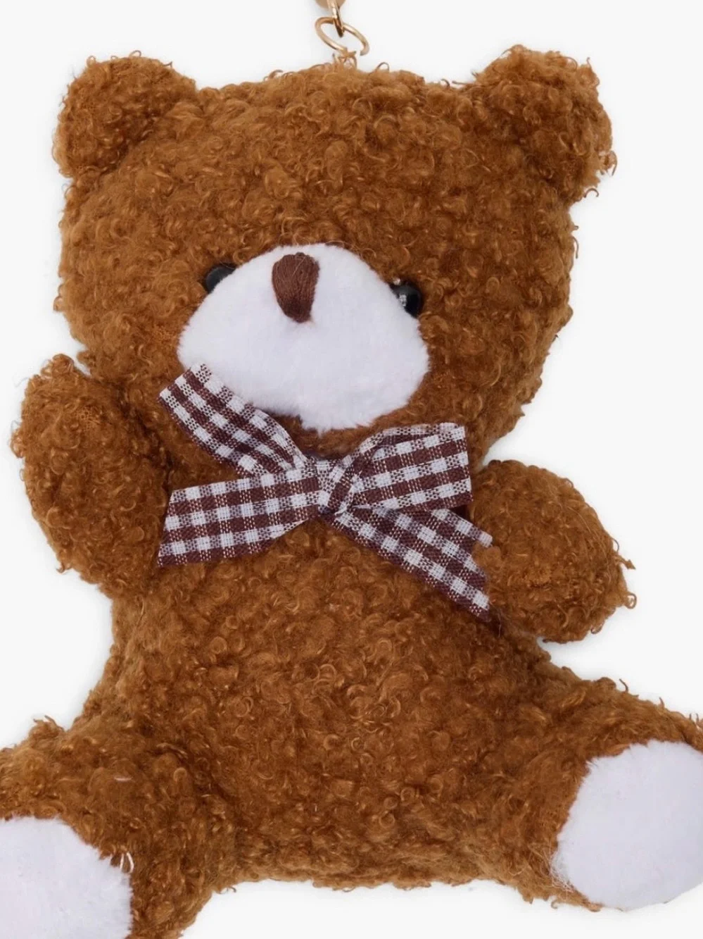 Teddy Bear Plush Bag Charm & Keychain | Brown Gingham Bow | 5” NWT 🧸✨